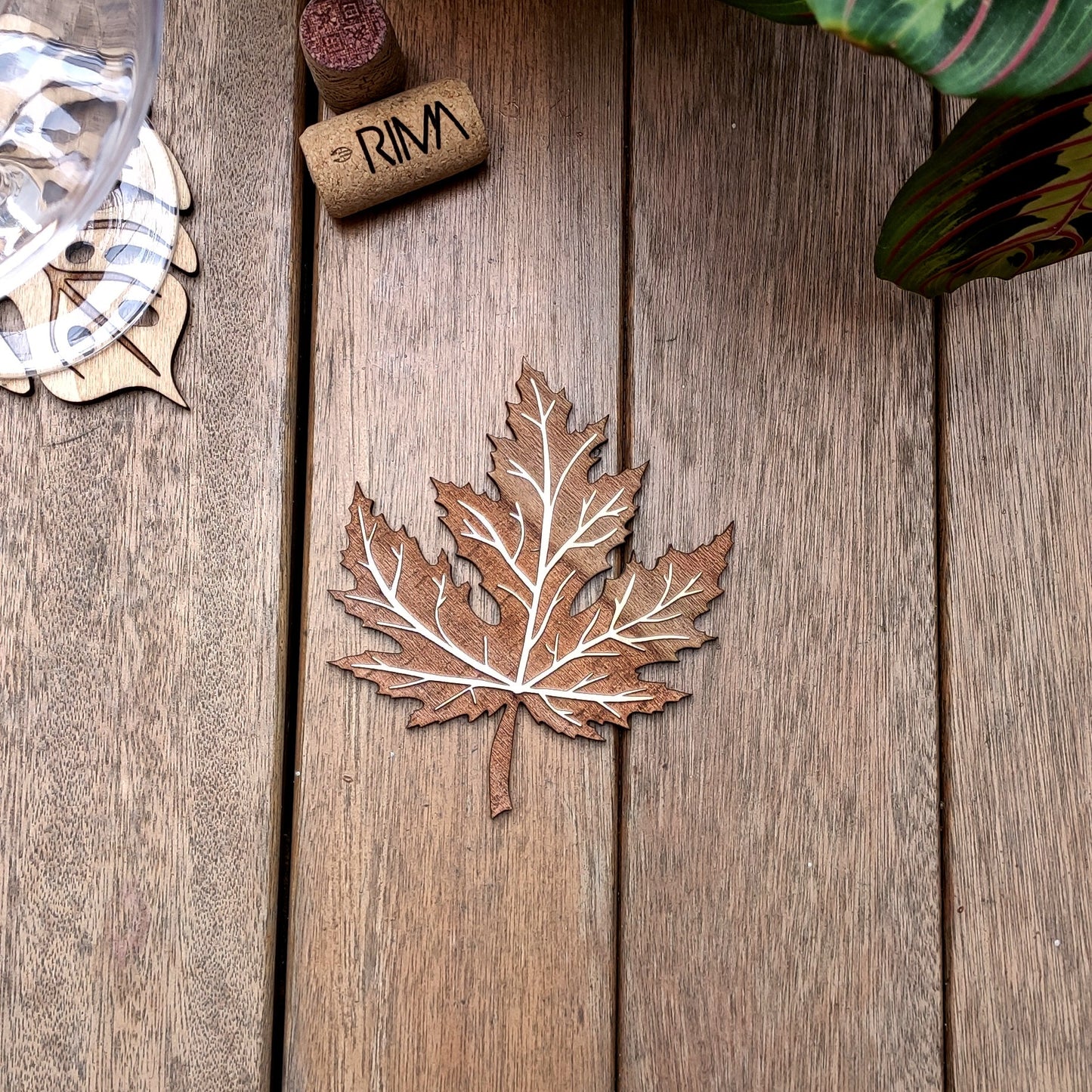 Pot Holder Autumn Leaf - Nature - Wood - Handmade Gift - Housewarming - Wood Kitchenware-2