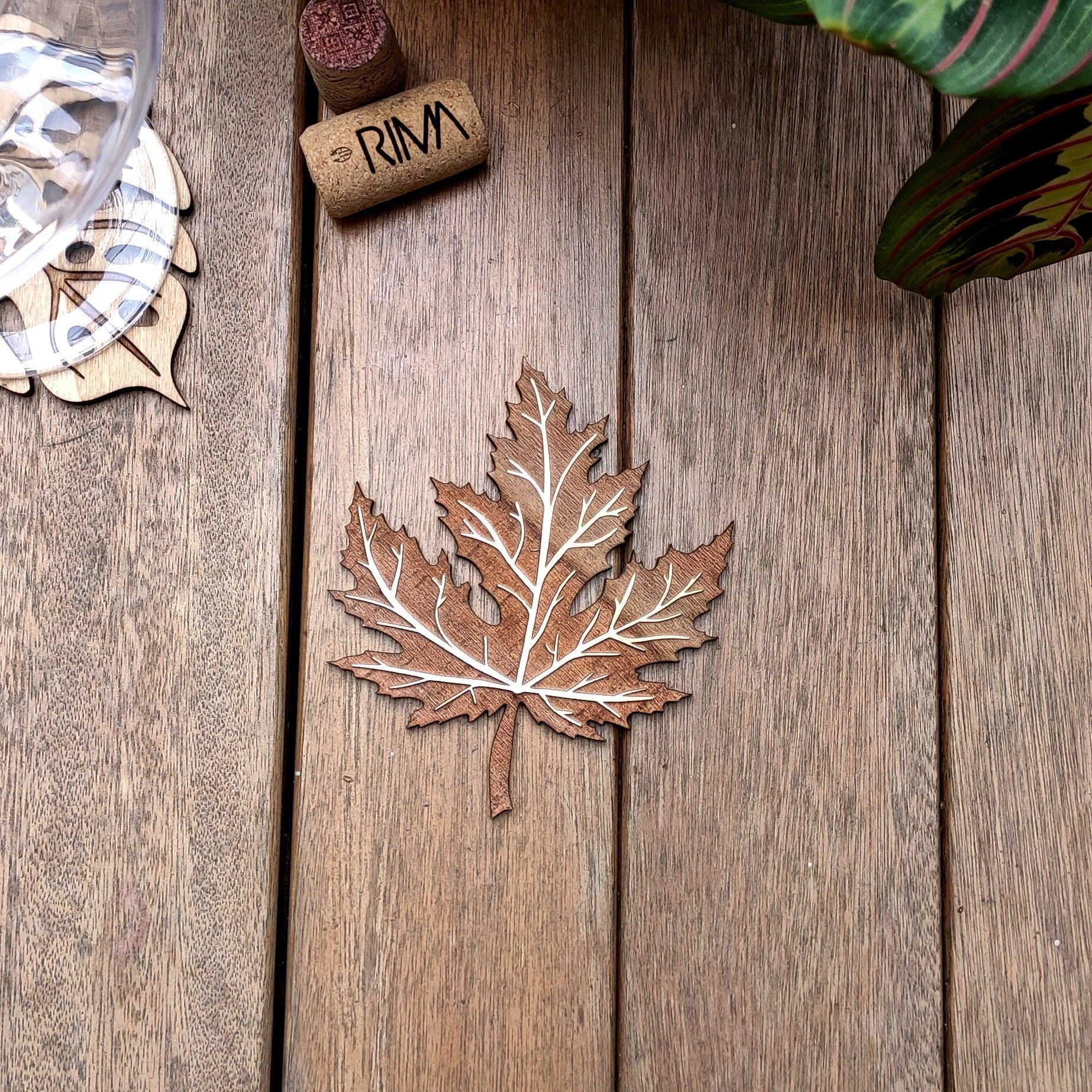 Pot Holder Autumn Leaf - Nature - Wood - Handmade Gift - Housewarming - Wood Kitchenware-2